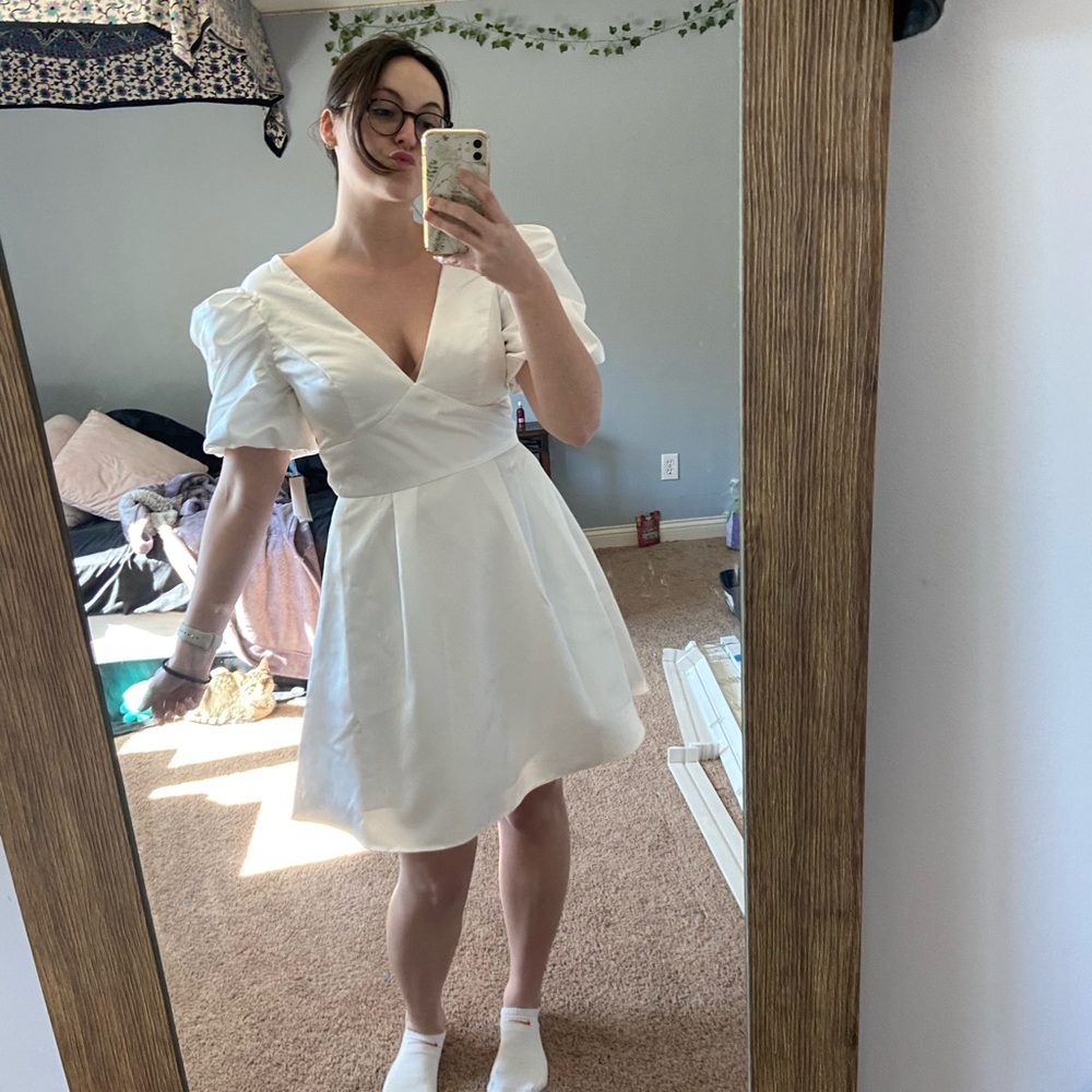 New with tags satin white dress from David’s bridal